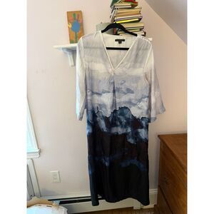 Donna Karan M Muumuu blue waves clouds nightgown